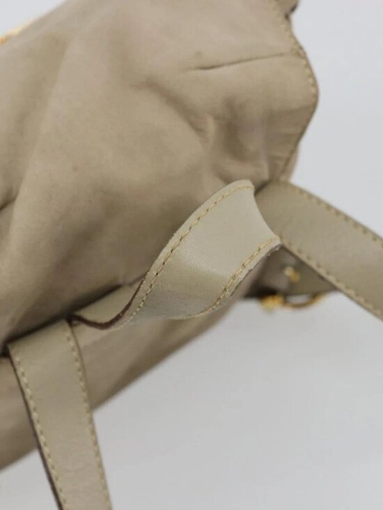Salvatore Ferragamo Gancini Backpack Suede Gray Gold Auth 179844
